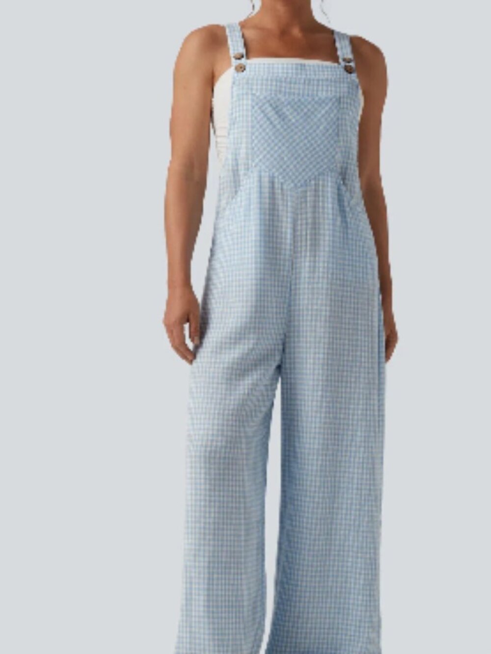 Halara women’s plaid linen feel overalls with pockets